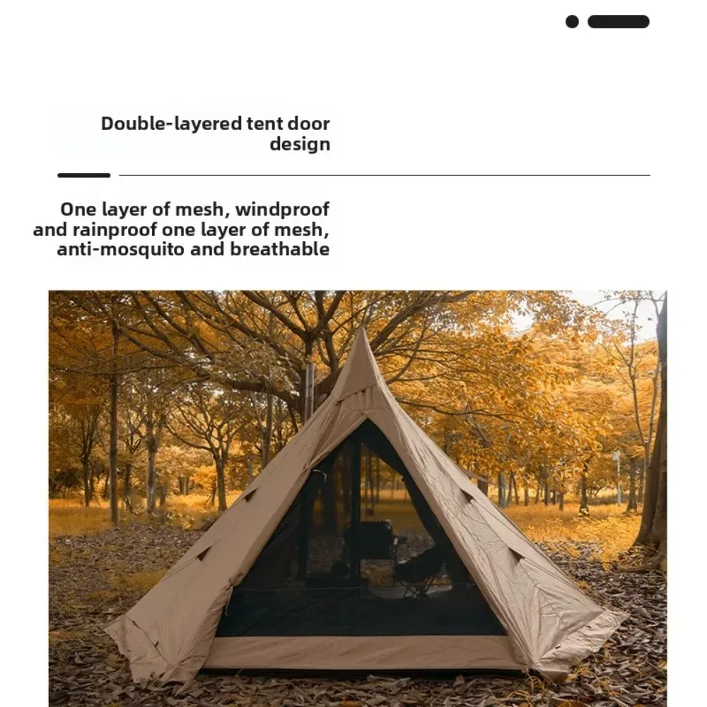 Spire Yurt Oxford Pyramid Tent Indian Shelter Stormproof Outdoor Camping Camp Tent with Chimney Opening Waterproof Four Seasons - Image 5