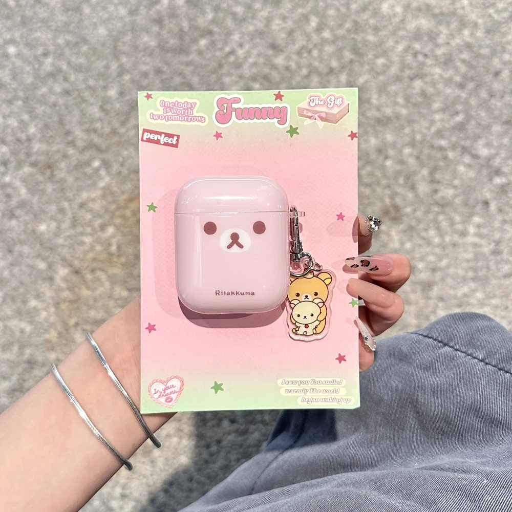Cute Cartoon Rilakkuma Bear Earphone Case For Airpods 4 2 3 1 Pro 3 2 Wireless Bluetooth Headset Protective Cover With Pendant - Image 5