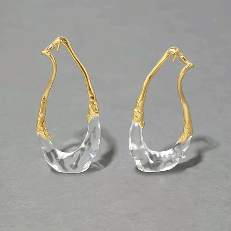 CAOSHI Modern Style Irregular Hyperbole Dangle Earrings for Women Newly Designed Fashion Two Tone Daily Wearable Jewelry Gifts