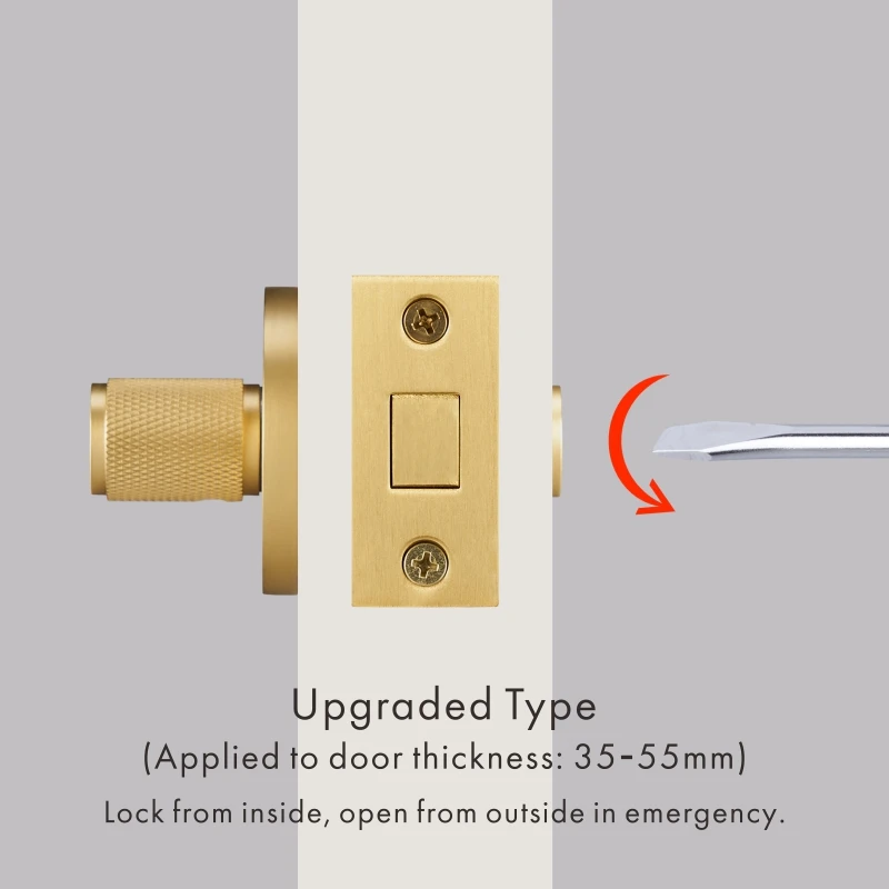 Dooroom Brass Knurled Hidden Door Lock Set Living Room Bathroom Invisible Thumb Turn Matt Black Brushed Brass Open In Emergency - Image 7