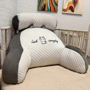 1pc Adjustable Reading Pillow - Ergonomic Back Support Cushion for Bed/Sofa/Floor, Gray Quilted Breathable Design