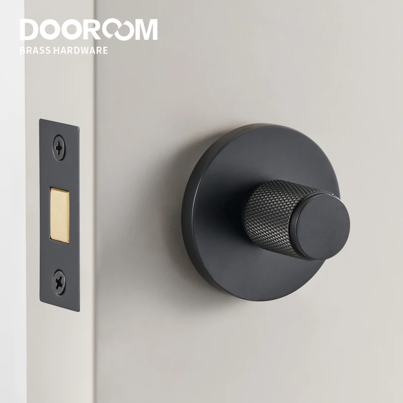 Dooroom Brass Knurled Hidden Door Lock Set Living Room Bathroom Invisible Thumb Turn Matt Black Brushed Brass Open In Emergency - Image 4
