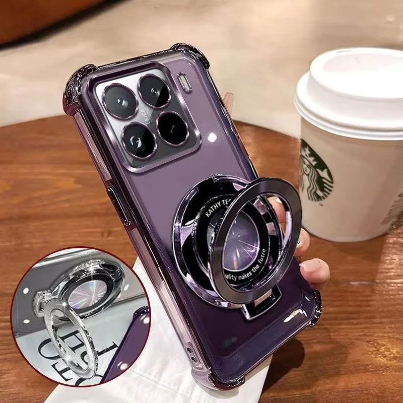 Phone Case on For Motorola Moto G06 G56 G86 G05 G24 G14 G04 G54 G84 E14 E15 Magnetic Holder Stand Plating Clear Shockproof Cover - Image 6