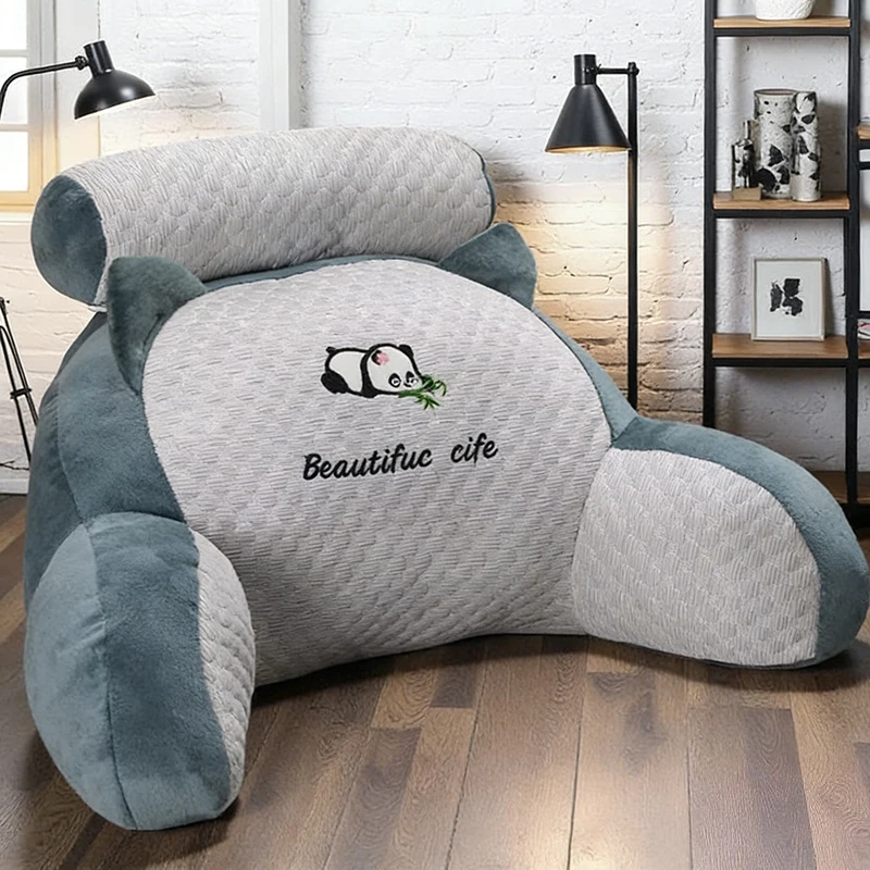 1pc Adjustable Reading Pillow - Ergonomic Back Support Cushion for Bed/Sofa/Floor, Gray Quilted Breathable Design - Image 7