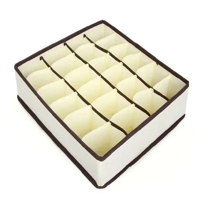 6/7/8/24 Grid Storage Box Beige Underwear Storage Box Four Piece Sock Storage Fabric Bra Storage Box - Image 2