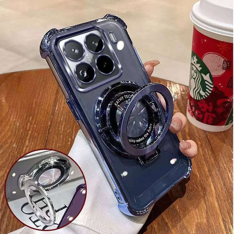 Phone Case on For Motorola Moto G06 G56 G86 G05 G24 G14 G04 G54 G84 E14 E15 Magnetic Holder Stand Plating Clear Shockproof Cover - Image 8