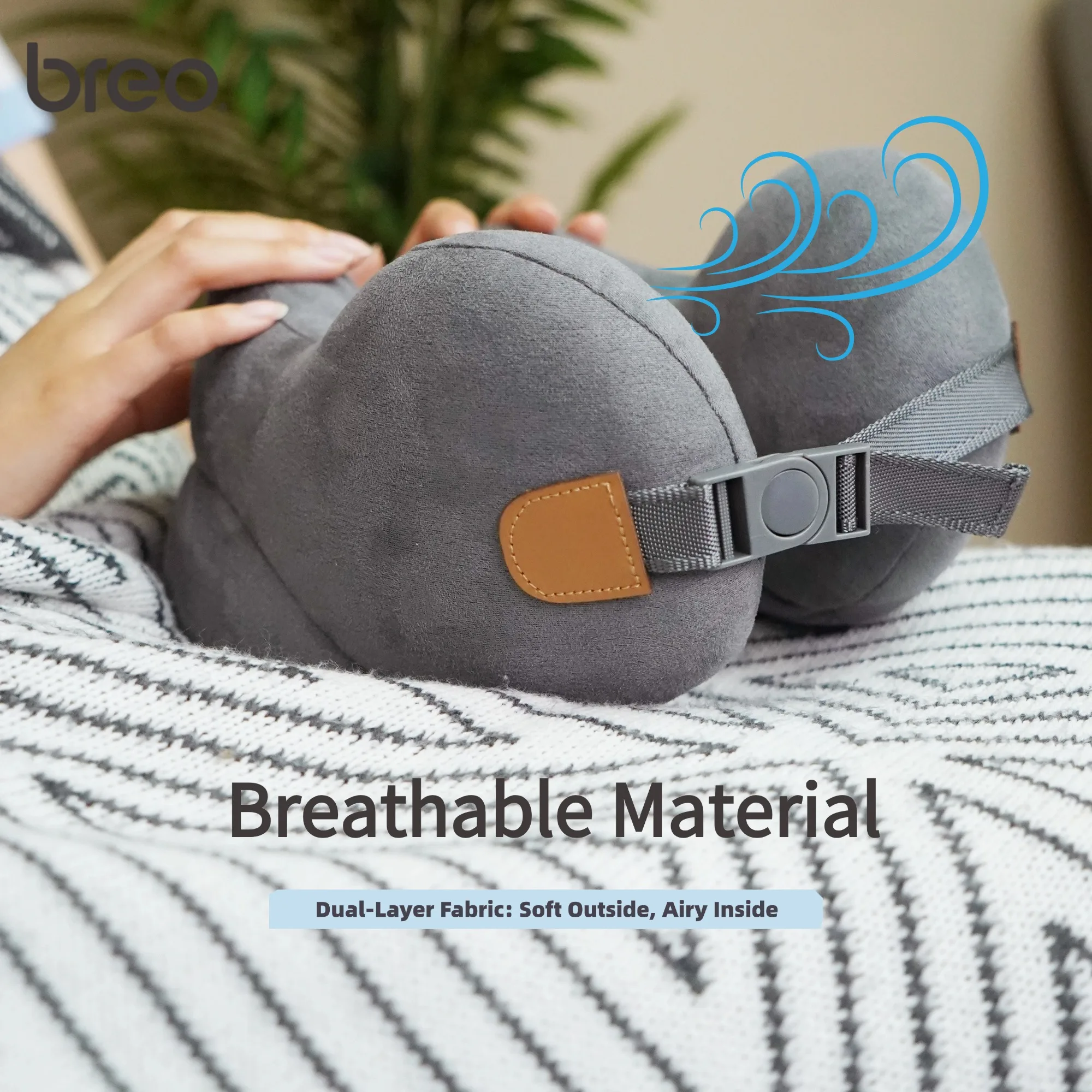 Breo Memory Foam Neck Pillow Cervical Spine U-Shaped Pillow Travel Aircraft Sleeping Camping Offiice - Image 4
