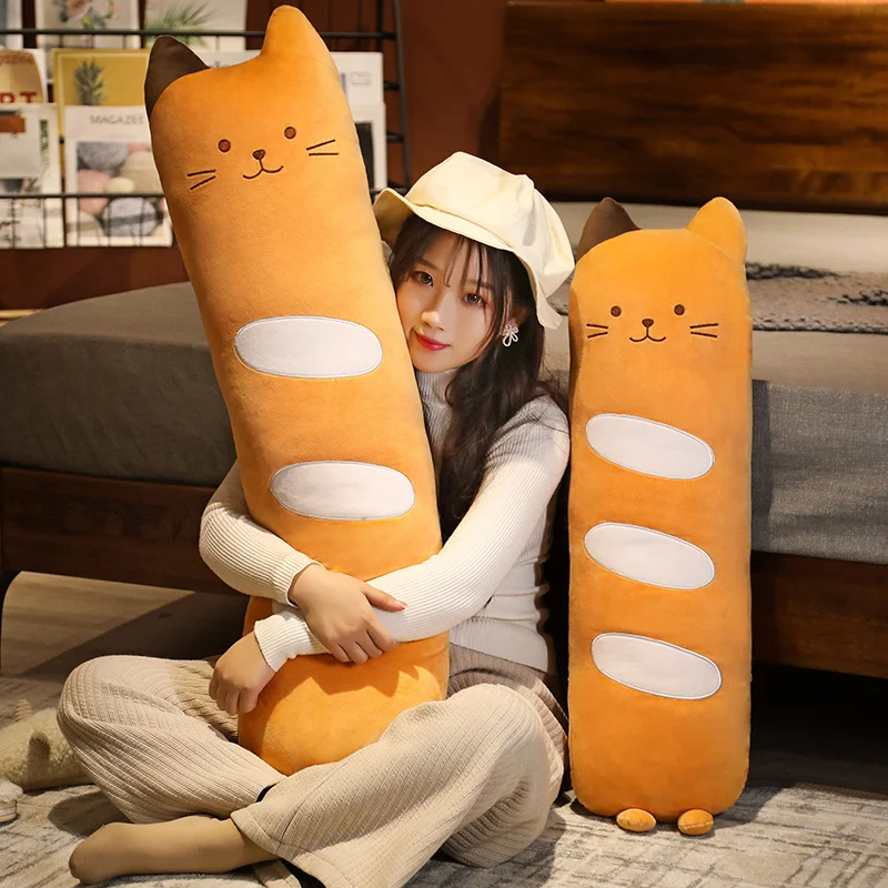 100cm Long Animals Plush Toy Stuffed Squishy Animal Bolster Pillow Cat Cylindrical Plushie Toy Sleeping Friend Best Gifts - Image 5