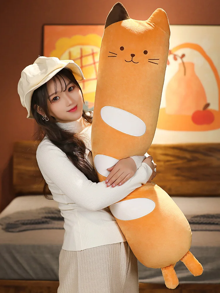 100cm Long Animals Plush Toy Stuffed Squishy Animal Bolster Pillow Cat Cylindrical Plushie Toy Sleeping Friend Best Gifts - Image 6