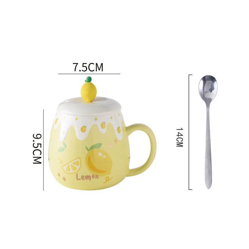 Strawberry Mug with Lid,Ceramic Mugs 450ML,Korean Kawaii Coffee Cups,Cute Breakfast Porcelain Mug for Woman,Student - Image 7