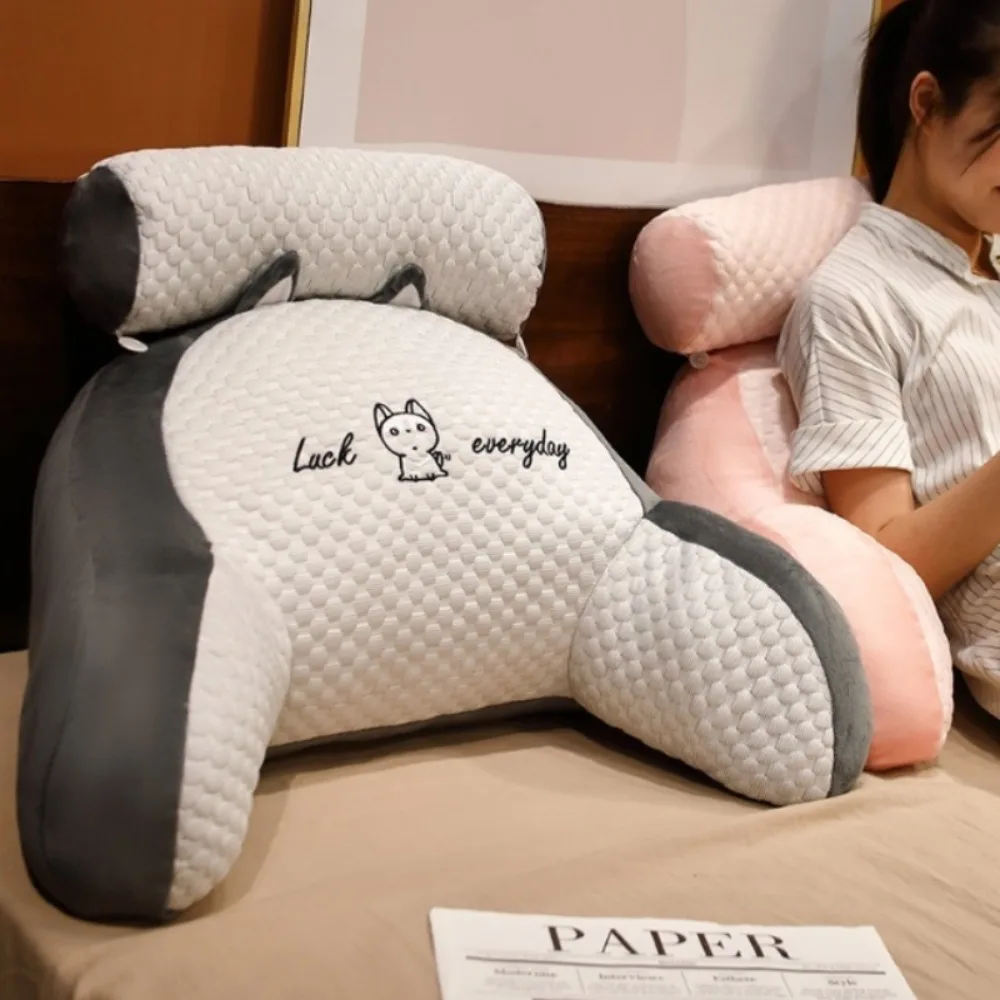 1pc Adjustable Reading Pillow - Ergonomic Back Support Cushion for Bed/Sofa/Floor, Gray Quilted Breathable Design - Image 6