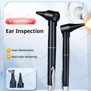 AiQUE Reusable Mini Otoscope Professional Ear Otoscope Instruments Ear Light Ear Compact Portable Otoscope Ear Cleaner Set
