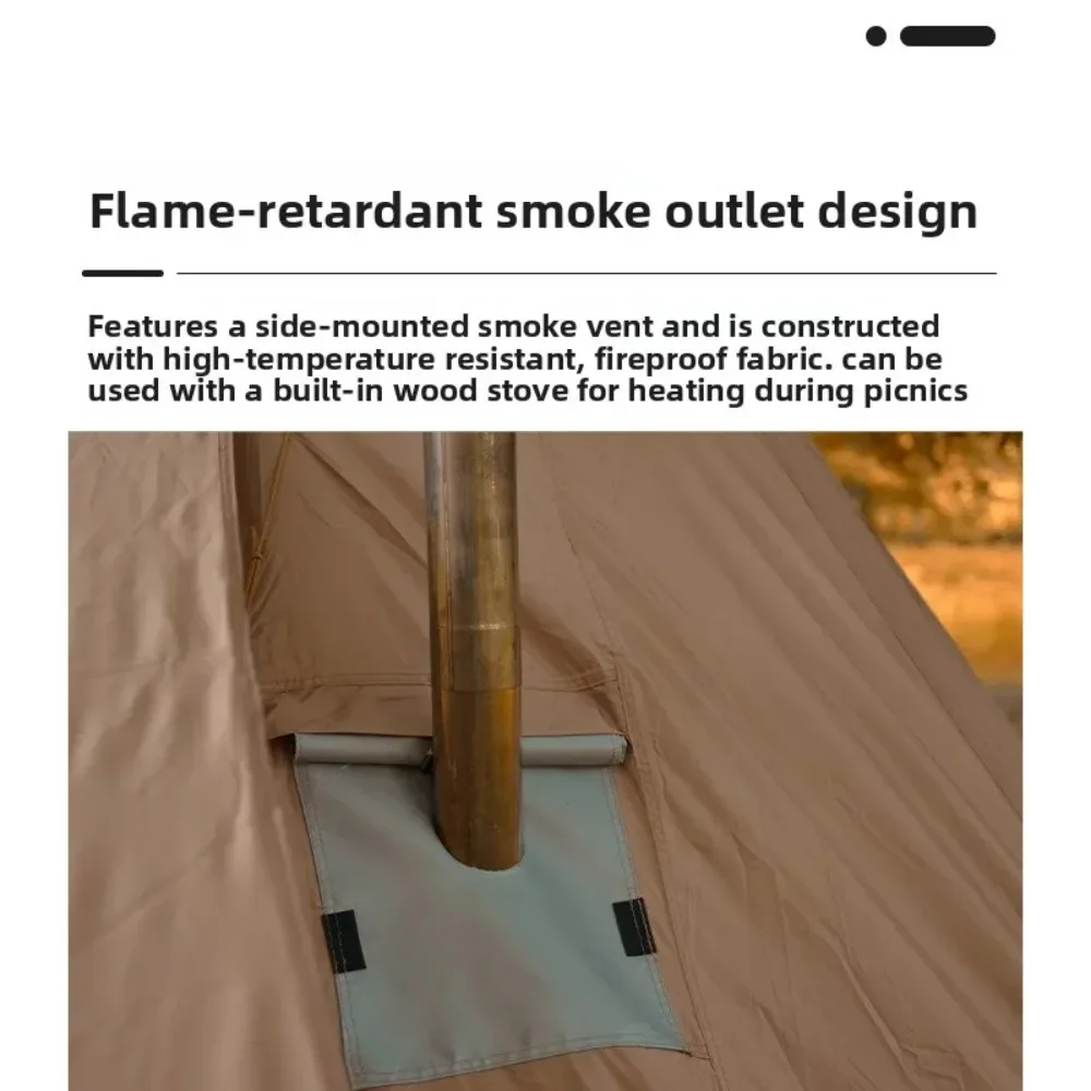Spire Yurt Oxford Pyramid Tent Indian Shelter Stormproof Outdoor Camping Camp Tent with Chimney Opening Waterproof Four Seasons - Image 6