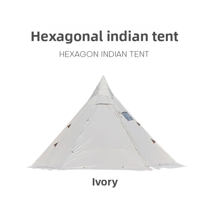 Spire Yurt Oxford Pyramid Tent Indian Shelter Stormproof Outdoor Camping Camp Tent with Chimney Opening Waterproof Four Seasons - Image 8