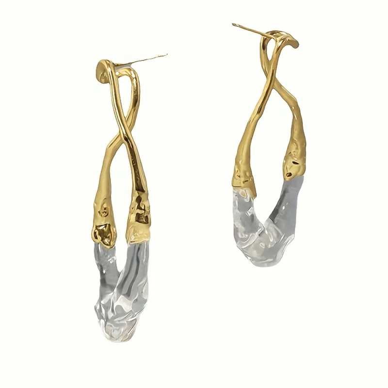 CAOSHI Modern Style Irregular Hyperbole Dangle Earrings for Women Newly Designed Fashion Two Tone Daily Wearable Jewelry Gifts - Image 3