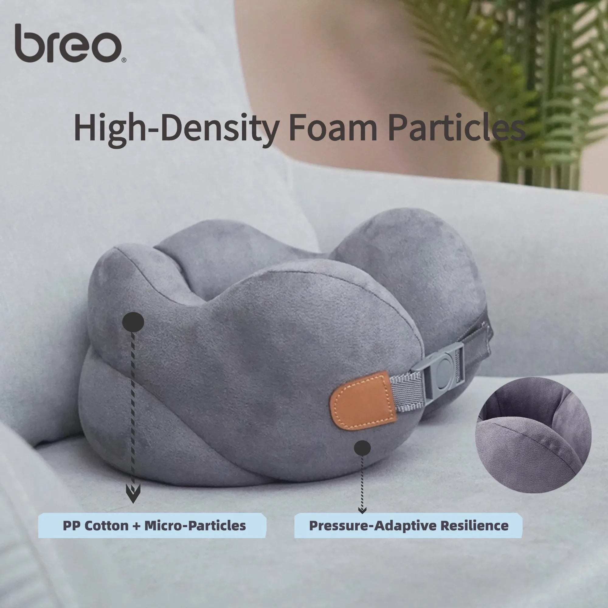 Breo Memory Foam Neck Pillow Cervical Spine U-Shaped Pillow Travel Aircraft Sleeping Camping Offiice - Image 2