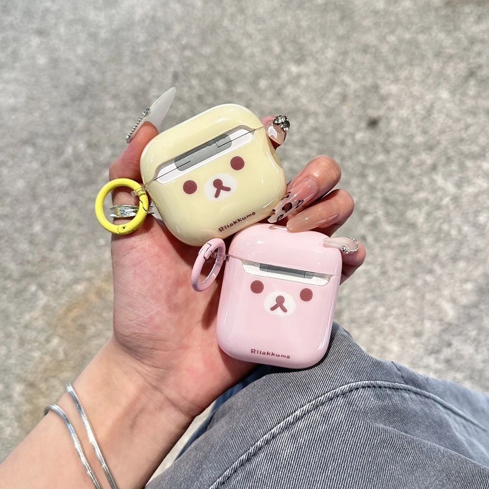 Cute Cartoon Rilakkuma Bear Earphone Case For Airpods 4 2 3 1 Pro 3 2 Wireless Bluetooth Headset Protective Cover With Pendant - Image 2